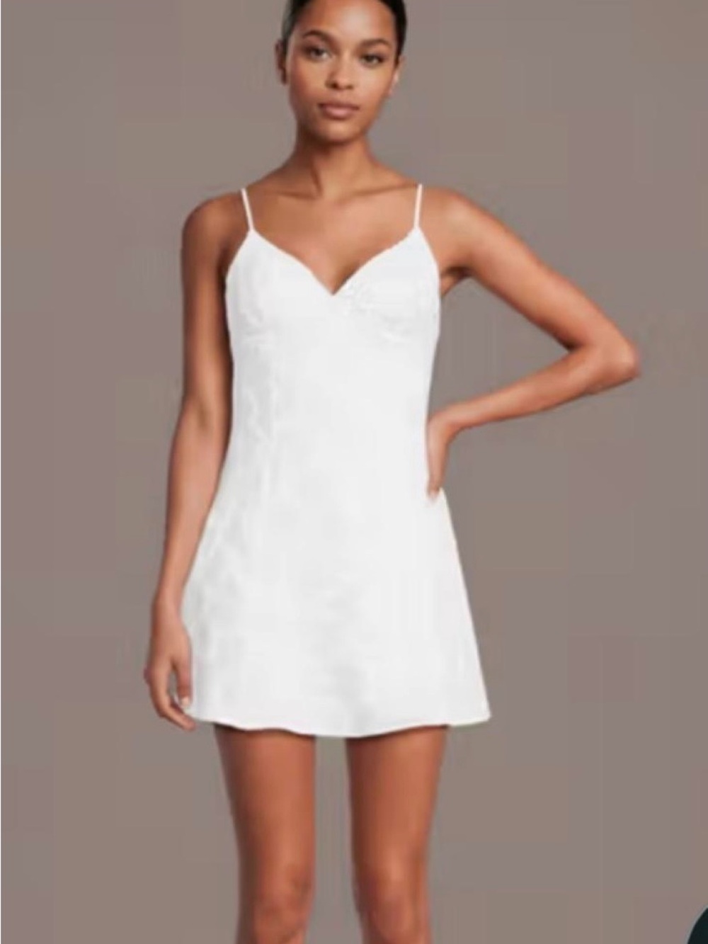 Lulu's White Lace-Detail Mini Slip Dress